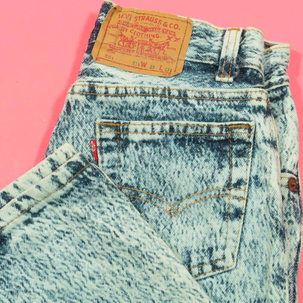 Vintage Levis 501 Jeans Womens 25 Blue Acid Washed Made in USA 80s Denim